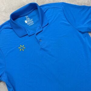 Walmart Polo Shirt Mens Large Blue Short Sleeve Work Uniform Performance Stretch